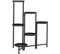 Outsunny Support pour plantes 6 niveaux, étagère plante, ajustable et pliable, en métal, design sans vis, porte plantes d'intérieur pour plusieurs fleurs, noir