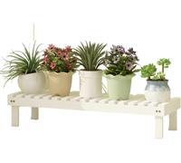 Étagère À Fleurs en Bois Massif pour Salon Et Balcon Banc Long Support Mobile Plantes D'intérieur Un Niveau(White,98 * 25 * 15cm)