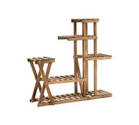 Outsunny Étagère à Fleurs en Bois Supports de Pots Porte Plante Bois 6 tablettes - dim. 98L x 28l x 95H cm - Bois de Sapin traité carbonisation pour Intérieur Jardin Terrasse Balcon