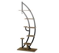 Étagère À Fleurs En Métal À 7 Niveaux 60 X 30 X 155 Cm Support Robuste Anti-Basculement Design Incurvé En Métal Naturel Helloshop26 20_0014799