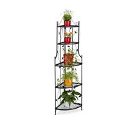 Relaxdays 10020689 Etagère à fleurs de coin en métal 5 niveaux GOTH meuble plantes pliable présentoir HxlxP: 160 x 36 x 36 cm, noir