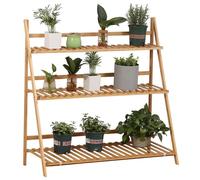 Outsunny Étagère à plantes en bambou 100×39×97 cm – 3 étagères pliables