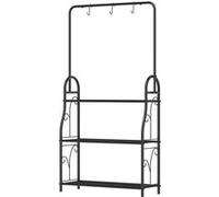 Outsunny Étagère à fleurs 3 niveaux support de plantes pour l'intérieur et l'extérieur en métal avec tige de suspension et 3 crochets pour balcon, salon, chambre, noir