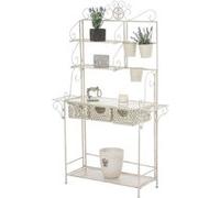 CLP Étagère de Rangement Shine - 4 Surfaces de Rangement 3 Paniers et 3 Pots pour Fleurs - Étagère Pliable - Hauteur 150 cm - Plusieurs Couleurs Disponibles :, Couleurs:Antique crème