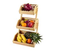 Étagère à Fruits en Bambou Relaxdays, H x L x P : 49 x 30 x 25 cm, Corbeille à Fruits Naturelle pour la Cuisine.