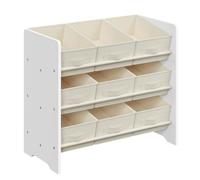 Étagère à Jouets pour Enfants, Étagère à Livres, 9 Boîtes de Rangement en Tissu Non-tissé, Spacieuse, 29,5 x 62,5 x 60 cm, Blanc