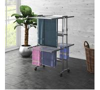 Étagère à linge à 2 niveaux avec roues Argenté 60x70x106 cm