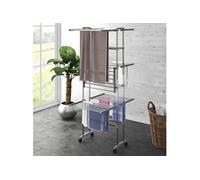 Étagère à linge à 3 niveaux avec roues Argenté 60x70x129 cm Gris G
