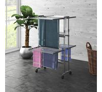 vidaXL Étagère à linge 2 niveaux avec roues Argenté 60x70x106 cm
