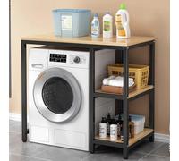 Étagère à linge et égouttoir à linge peu encombrante, en noyer durable et cadre noir, idéal pour salle de bain et buanderie (120 x 60 x 95 cm)