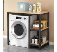 Étagère à linge Work & Sto à 3 niveaux pour économiser de l'espace avec étagère latérale, support polyvalent pour machine à laver (noyer clair)