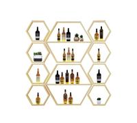 Étagère à liqueur hexagonale avec éclairage LED, étagère murale pour cuisine, bar, restaurant, salon