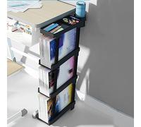 Étagère à Livres à 3 Niveaux pour Enfants - Bibliothèque Amovible et Mobile pour étudiants, Solution de Rangement Unique pour Chambre, Salon, Maison et école - Design élégant Blanc et Noir