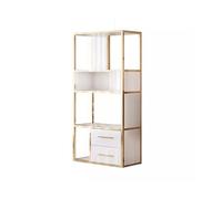 Étagère À Livres Bibliothèque de bureau, étagère de rangement sur pied, bibliothèque moderne Simple en fer, salon d'art, armoire de rangement en acier inoxydable Étagères De Rangement(B:90X30X180cm)