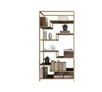Étagère À Livres Bibliothèque moderne nordique Simple, support de rangement sur pied, présentoir, lumière de bureau, bibliothèque de luxe en acier inoxydable Étagères De Rangement(XL:120X30X198cm)