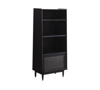 Étagère à livres Bibliothèque multicouche noire avec pieds, avec porte intérieure en verre à l'envers, fournitures d'étude, support organisateur en bois for livres Étagère de rangement pour bibliothèq
