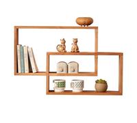 Étagère à livres Bibliothèque murale à étagères flottantes ouvertes, support de rangement décoratif à Double anneau en bois, for présentoir de bureau d'étude de salon Étagère de rangement pour bibliot