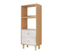Étagère à livres Bibliothèque ouverte avec doubles tiroirs, avec pieds, étagère de rangement en bois, for livres de bureau, fournitures d'étude, support organisateur Étagère de rangement pour biblioth