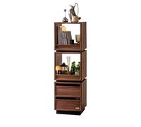 Étagère à livres Bibliothèque rotative rectangulaire avec double tiroir, base avec étagère de rangement en fer, for livres à domicile, fournitures d'étude, support organisateur Étagère de rangement po