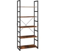 Étagère à livres debout 5 niveaux - Étagère à livres ouverte - Étagères de rangement - Étagère à livres en métal - Étagère à échelle industrielle Étagères à livres vintage