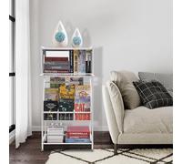 Étagère à livres, étagère à magazines, 55 x 28 x 120cm Étagère à livres, organisateur de rangement, blanc