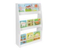 Étagère à Livres Relaxdays, 3 Compartiments, étagère Enfants, H x L x P : 90 x 60 x 20 cm, Blanc/Naturel