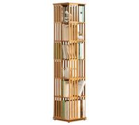 Étagère à livres rotative à 360° - Bibliothèque en bambou à 5/6 niveaux - Organiseur d'angle haut sur pied pour salon, chambre à coucher et bureau