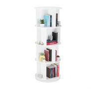 Étagère à livres rotative meuble de rangement 12 compartiments MDF 4 niveaux