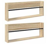vidaXL Étagère à Magazines 2 pcs Chêne Sonoma 80 x 12 x 30 cm, Porte-revues Moderne, Rangement Mural rectangulaire, Organisateur Pratique, Design Minimaliste