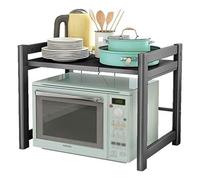 Étagère à micro-ondes en acier carbone avec étagère rétractable - Support de comptoir de cuisine peu encombrant pour le rangement du four à micro-ondes