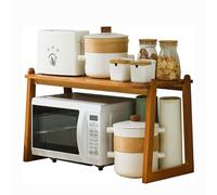 Étagère à micro-ondes en bambou à 2 niveaux - Multifonctionnel - Pour grille-pain à micro-ondes et appareils - Solution de stockage de condiments pour économiser de l'espace