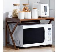 Étagère à micro-ondes en bois à 2 niveaux, nizer de cuisine pour grille-pain, étagère à épices haute capacité, support de comptoir multifonction pour la maison et la cuisine