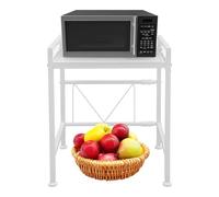 Étagère à micro-ondes extensible à 2 niveaux, support pour micro-ondes avec 3 crochets, extensible de 40 à 65 cm, hauteur réglable, pour grille-pain, friteuse à air chaud