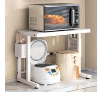 Étagère à micro-ondes réglable à 2 niveaux avec support pour grille - Étagère de rangement de cuisine peu encombrante pour un accès facile, cuisine sans encombrement, blanche, idéale pour les petits