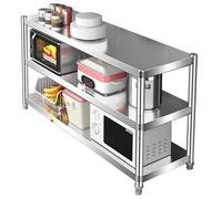 Étagère à micro-ondes sur pied - Support de four à 3 niveaux en acier inoxydable 304, organisateur de cuisine, rangement, étagères à épices réglables en hauteur pour casseroles et poêles(80x40x80cm)
