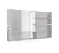 Étagère à miroir , 119.8x70cm avec compartiments ouverts, Blanc Haute brillance, Vicco