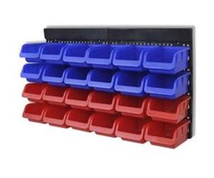 Étagère à outils de garage - vidaXL - 2 pcs - Plastique - Bleu et rouge - Bacs amovibles Bleu G