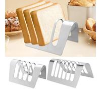 Étagère à pain - Support rectangulaire en acier inoxydable à 4 ou 6 emplacements pour pain, tranches de sandwich, support rectangulaire pour table de petit déjeuner, comptoir de cuisine ou service de