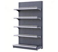 Étagère à Panneaux perforés réglables et Robustes pour Le marché - présentoir de Vente au détail avec Garde-Corps Avant - Gris, 28,7 x 16,9 x 63 Pouces - Parfait pour Les épiceries et Les ma
