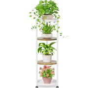 Étagère à plantes à 4 niveaux iDavosic.ly 45 pouces support métallique blanc et brun