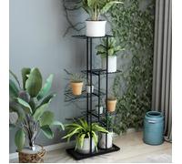 [en.casa] Étagère à Plantes à 4 Niveaux Élégant Pratique Cache-Pots Vases Pots Plantes Herbes Décoration pour Salon Entrée Couloir Métal 98 x 44 x 22 cm Noir