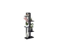 Etagère à plantes, escalier fleurs, 5 niveaux, hlp 117 x 43 x 22 cm, acier mdf, support intérieur, noir