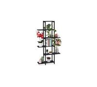 Etagère à plantes, escalier fleurs, 6 niveaux, hlp 150 x 78 x 24 cm, acier mdf, support intérieur, noir