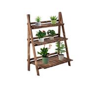 Outsunny Étagère à plantes forme pyramidale pliable 3 étagères bois sapin 80 x 37 x 93 cm marron