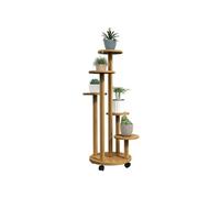 Outsunny Étagère à plantes 5 niveaux en bambou – étagères rondes 33x33x90 cm naturel