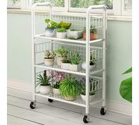 Étagère à plantes, support à plantes for la maison, support de rangement en métal for plantes avec roulettes, support d'étagère à 4 niveaux for une utilisation en intérieur(White3tier,White3tier)
