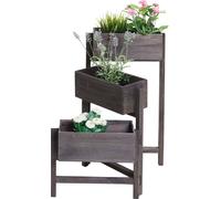 Étagère à plantes T275, Étagère sur pied Porte-fleurs Jardinière, 65x108x15cm, Bois Shabby-Look Vintage ~ gris-brun