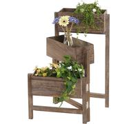 Étagère à plantes T275, Étagère sur pied Porte-fleurs Jardinière, 65x108x15cm, bois Shabby-Look Vintage ~ brun