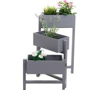 Étagère à plantes T275, Étagère sur pied Porte-fleurs Jardinière, 65x108x15cm, Bois Shabby-Look Vintage ~ gris-bleu