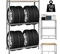 Étagère à pneus 3 niveaux max. 795kg Support 8 roues Stockage rangement garage